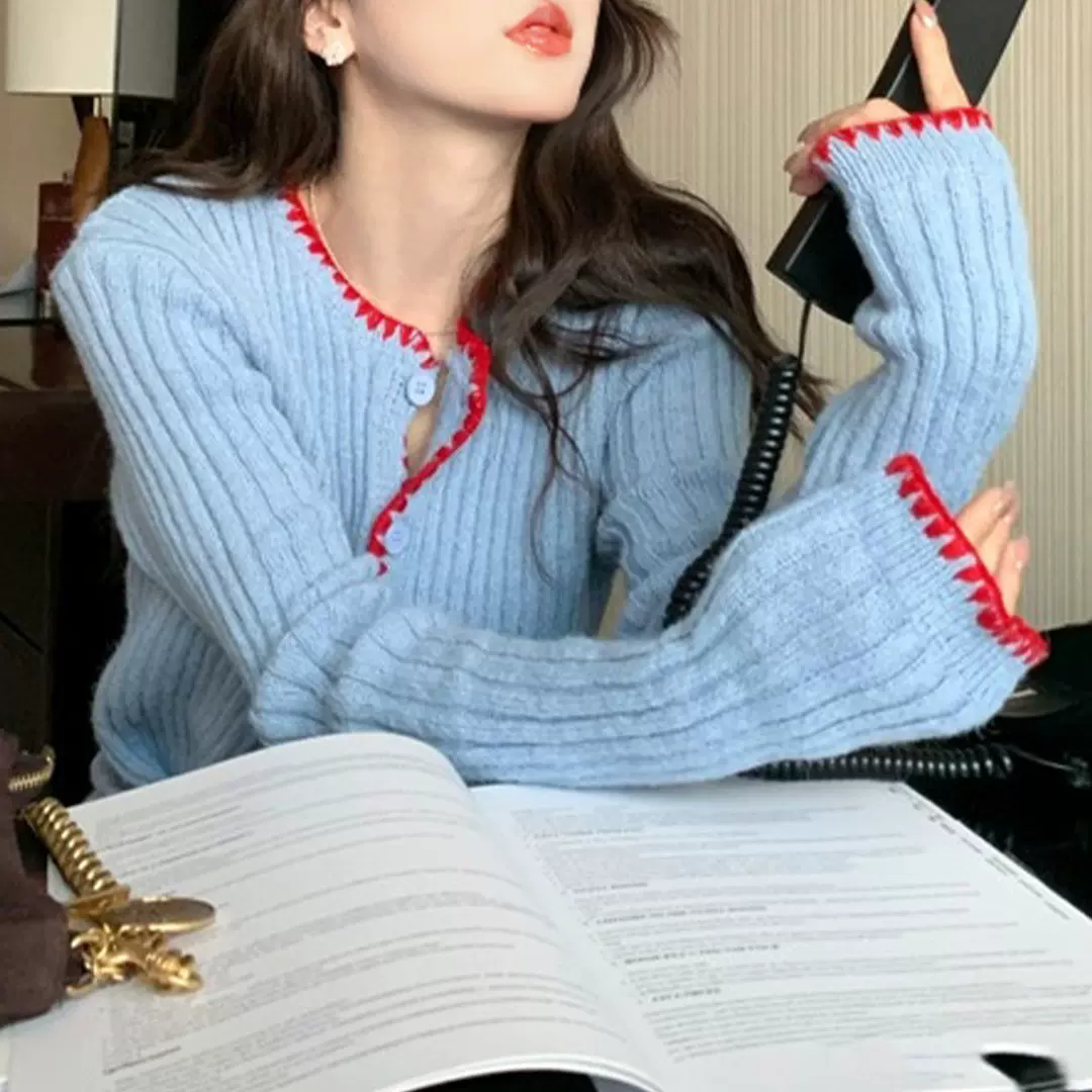 韩系氛围感别致长袖针织衫女2025秋冬新款独特漂亮慵懒风气质上衣