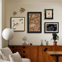 Mid-century modern entranceway decorative painting, vintage niche design for living rooms&mdash;multiple-panel mural combination, plus new Chinese-style wall art for sofa backdrops.