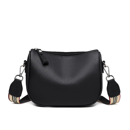 Cross-border direct supply new soft PU leather women's bag fashion and generous casual retro shoulder strap saddle bag cross-body bag 