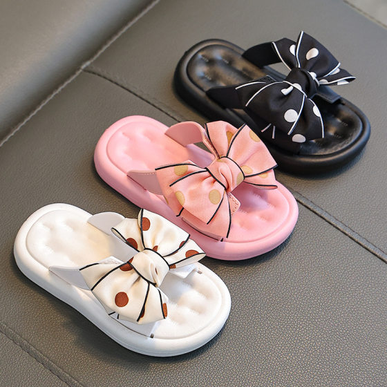 Summer Children's Sandals and Slippers Girls Princess Bow Non-slip Soft Bottom Indoor and Outdoor Large, Small and Medium-sized Children's Sandals and Slippers