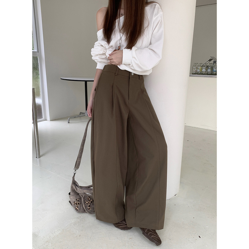 实拍 2025秋季新款韩版韩系风百搭纯色松紧腰宽松休闲小个子裤女|undefined