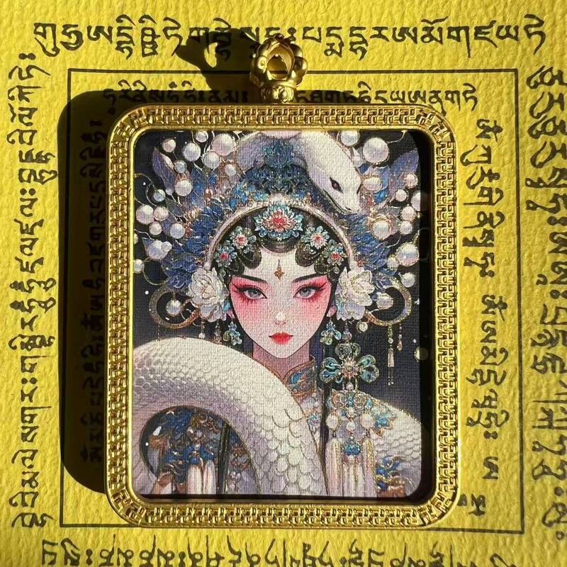 タンカ チベット手描き金塗装粗鉱石絵画コア国民トレンドペンダント九尾キツネ ザキラム ビッグブラックデーツ|undefined