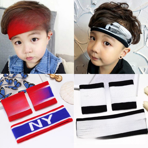 Children's Hairband Korean Street Dance Hip-Hop Performance Trend Unisex Kids Headband Student Knitted Arm Guard Sports Headband Set