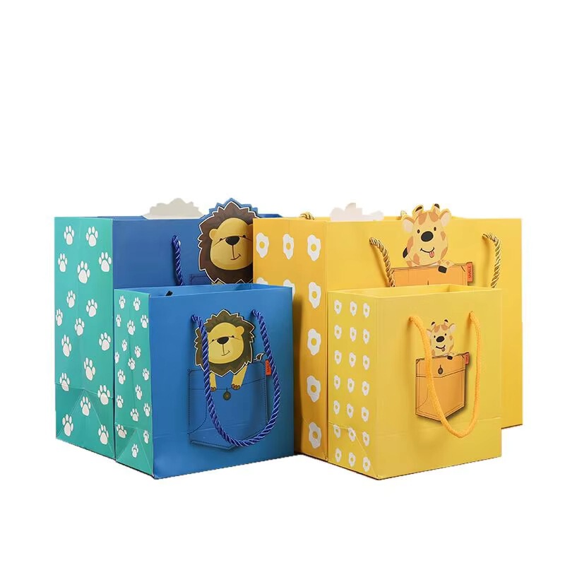 Customized Paper Bags, Kraft Paper Cartoon Animal Tote Bags - Baby Shower Birthday Party Deals Customized Paper Bags, Kraft Paper Cartoon Animal Tote Bags - Baby Shower Birthday Party Deals