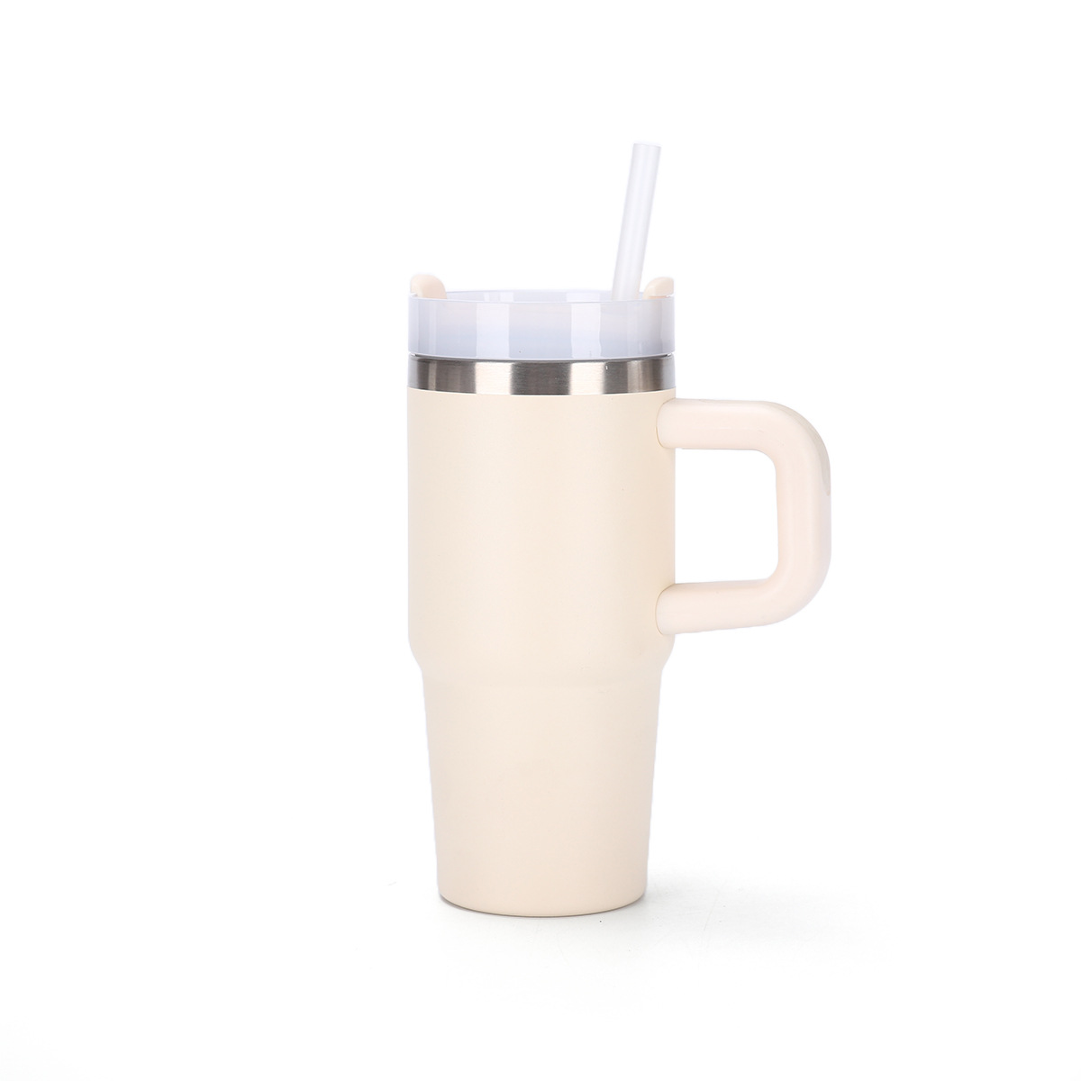 Taza térmica de vacío doble de 14 oz con pajita y asa, para auto image 11