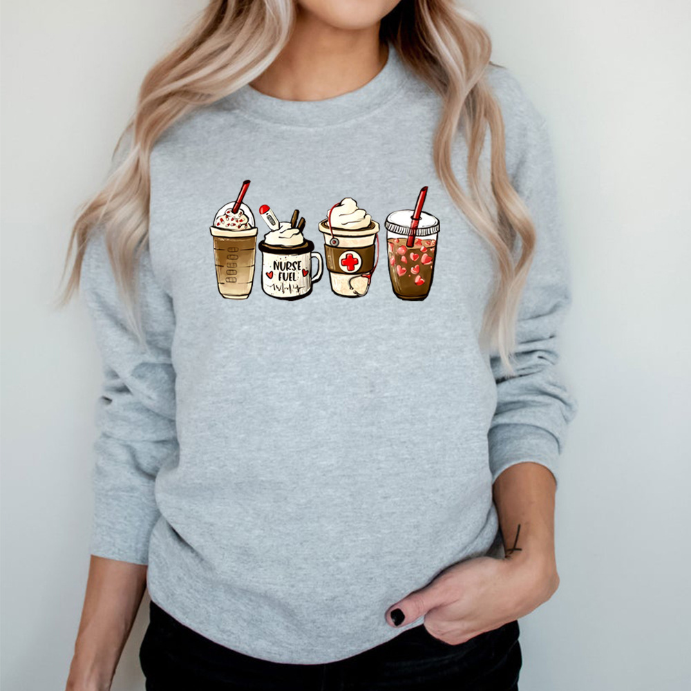 Nurse Fuel Coffee Sweatshirt Iced Coffee Graphic Pullover