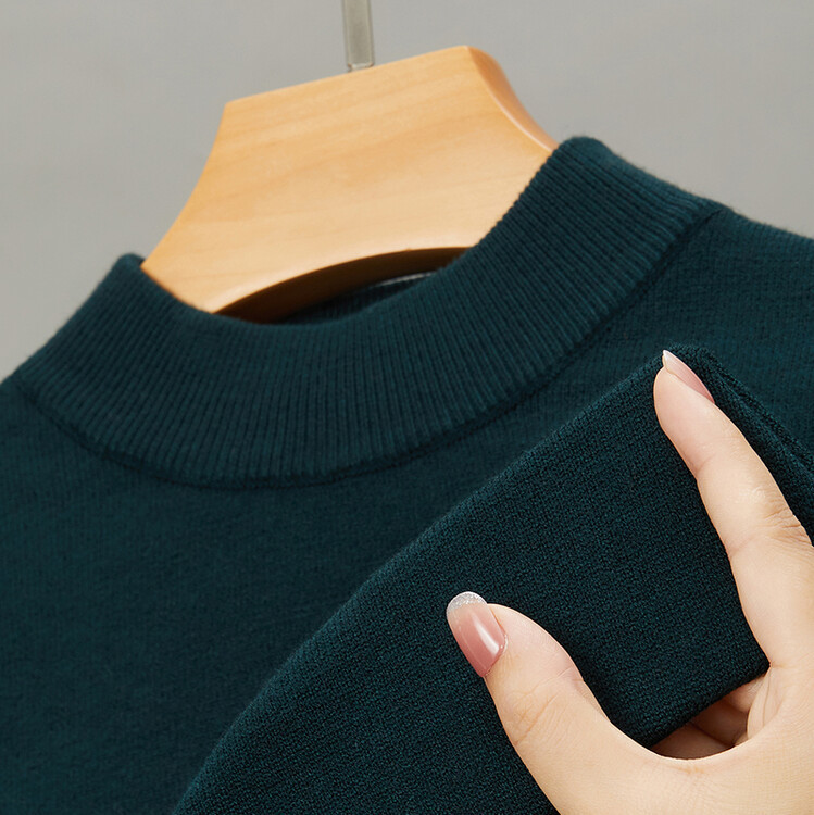 boy Live Broadcast Half Turtleneck Long Sleeve Knitted Sweater Men's Autumn Winter New Solid Color Warm Base Shirt Men_voghion.com