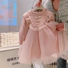 2024秋冬洋气女童重工连衣裙高级感生日礼服蕾丝裙女孩加绒公主裙