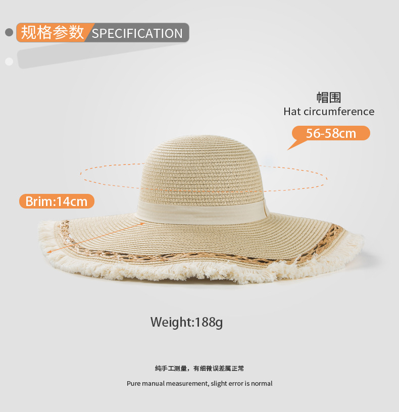 Retro Frayed Handmade Straw Hat Spring And Summer Big Eaves Sunscreen Straw Hat display picture 4