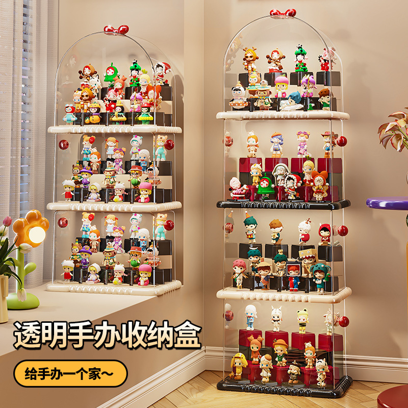 ブラインドボックス収納ディスプレイラック防塵バブルマートフィギュア収納高透明多層レゴおもちゃ収納ボックス蓋付き|undefined