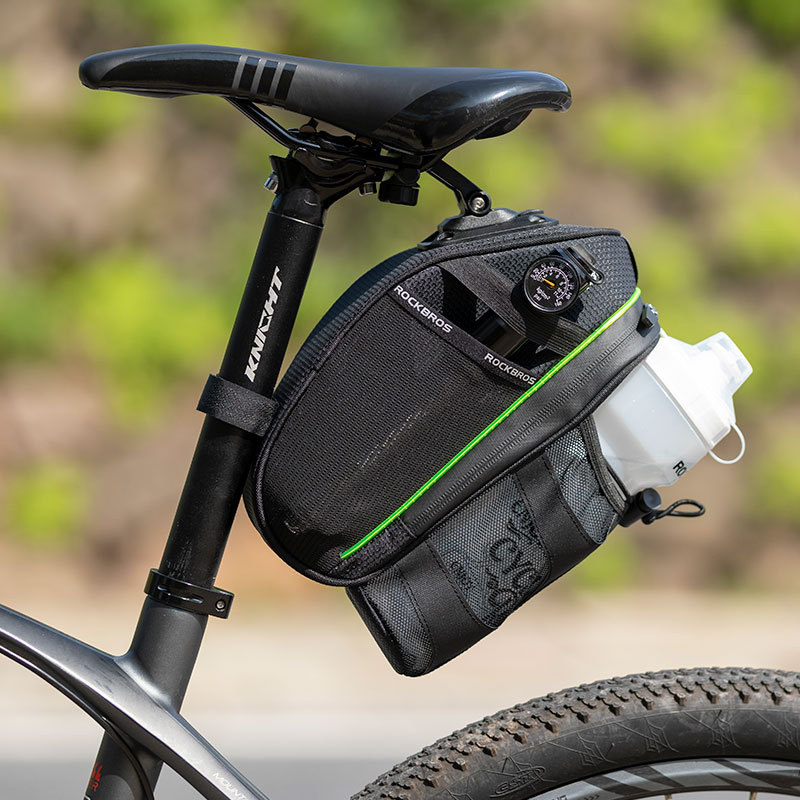 Rock Brothers Luminous Bicycle Tail Mountain Összecsukható Kerékpár Könnyű Vizes Palackkal Hátsó Nyeregtáskával_voghion.com