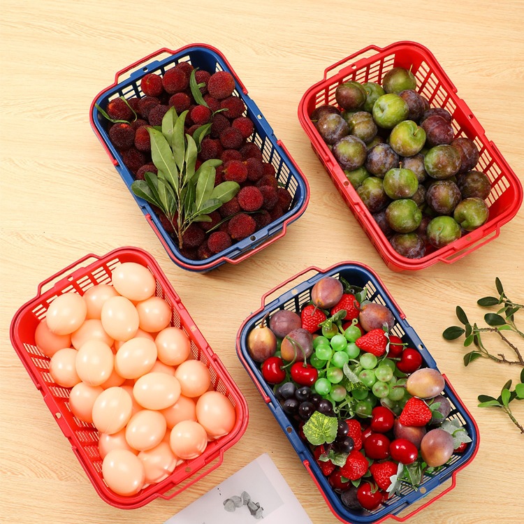 水果采摘篮塑料手提草莓李子葡萄筐长方形杨梅篮子猕猴桃子樱桃篮