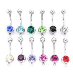 Piercing Jewelry Accessories, Navel Ring Replacement Tips, Rhinestone-Set Stainless Steel Body Piercing Jewelry Parts
