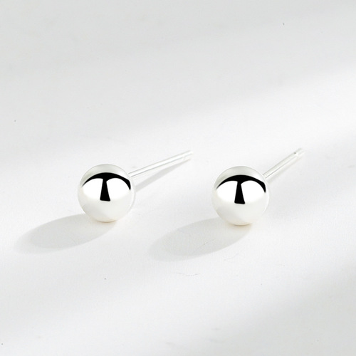 S999 sterling silver men's and women's ear sticks, ear needles, round bead earrings, simple bean earrings, ear piercing earrings manufacturer wholesale