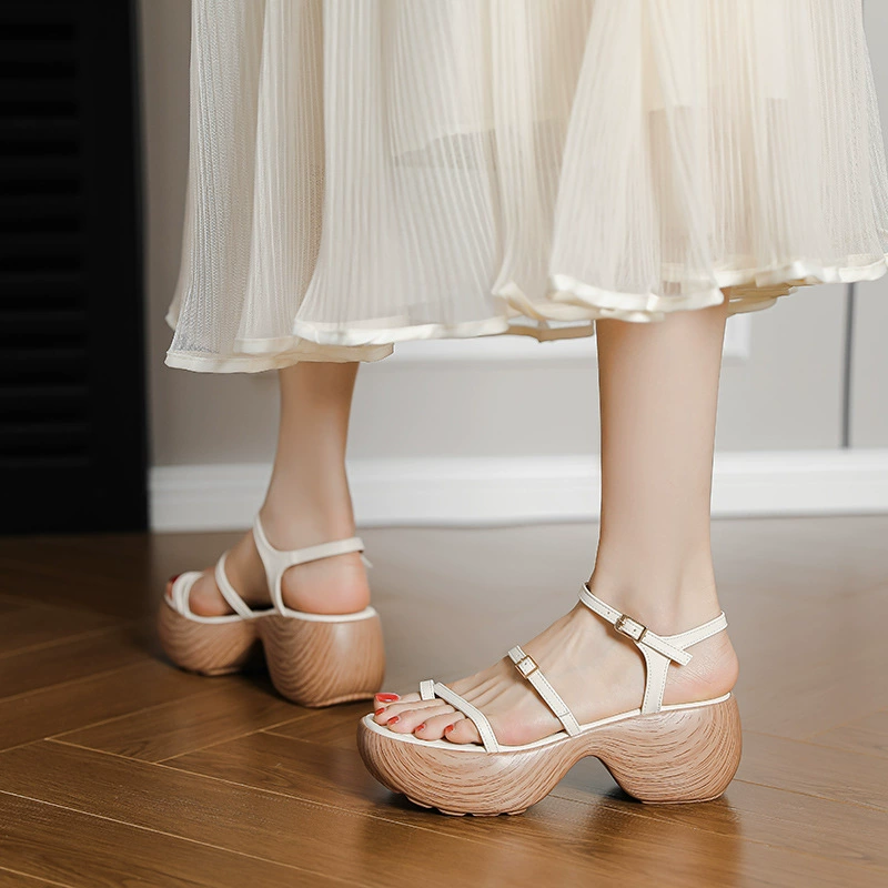 Тонкие сандалии с толстым подошвом, женские новые летние швы с римскими туфлями