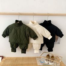 童装宝宝棉衣婴儿加绒外出衣服两件套新生儿保暖套装冬季加厚保暖