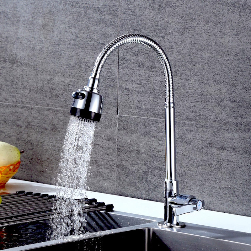 Kitchen faucet for sink, hot and cold, universal rotation, two water flow modes, household stainless steel single-hole splash-proof Kitchen faucet for sink, hot and cold, universal rotation, two water flow modes, household stainless steel single-hole splash-proof