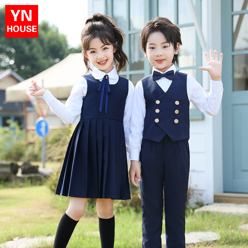 Uniforme escolar de escuela primaria, nuevos productos de otoño, vestidos para niñas, uniformes de jardín de infantes, uniformes de coro de estilo universitario para hombres y mujeres