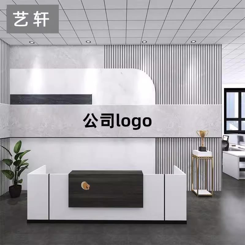 8d公司前台logo形象墙壁纸背景墙画美容院墙布仿大理石纹吧台墙纸|undefined