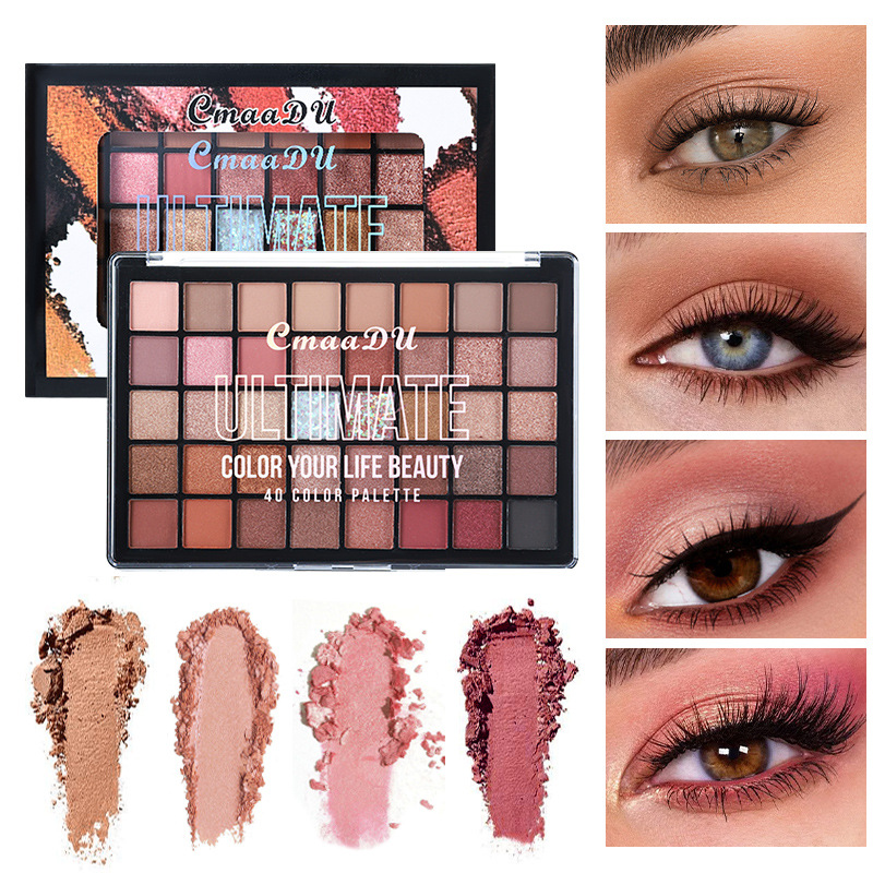 European and American Style 40-Color Large Palette Eye Shadow Palette Multi-Purpose Pearlescent Matte Glitter Student Stage Performance Makeup Affordable Eye Shadow