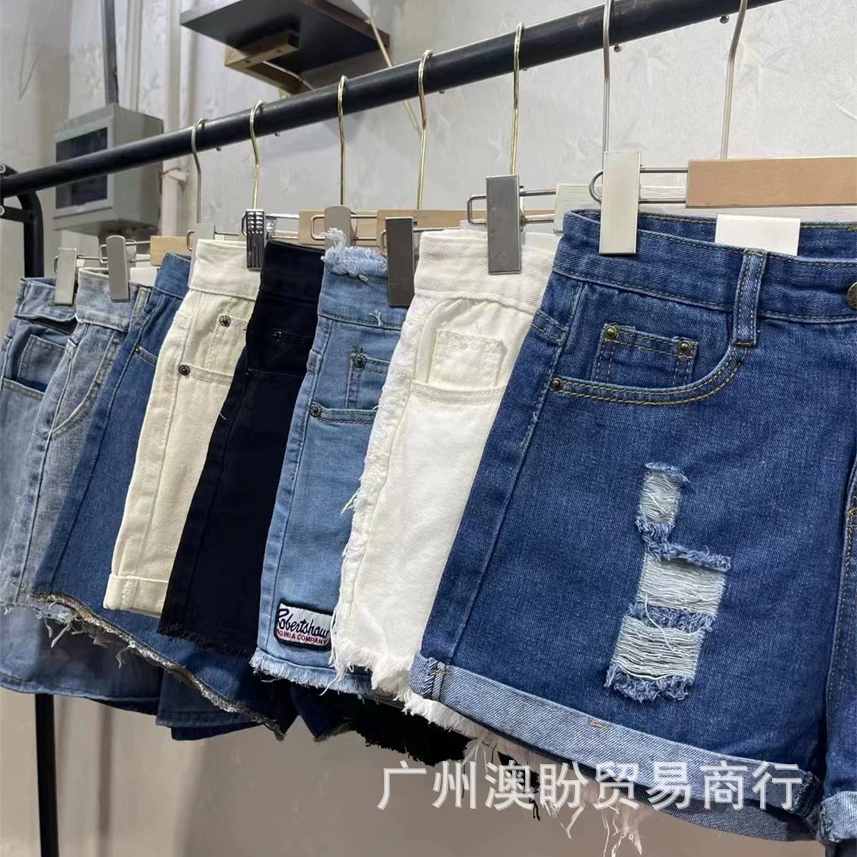 2025 новые джинсовые шорты женская летняя стирка дикая эластическая талия с высокой талией тонкая рулонная