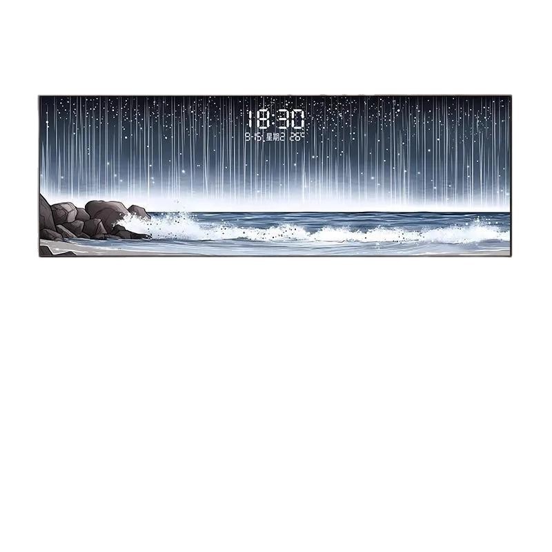 2026 nuevo lujo ligero decoración de la sala de estar de alta calidad reloj electrónico sofá pantalla digital pared de fondo mural de pared blanca colgar pintura mural