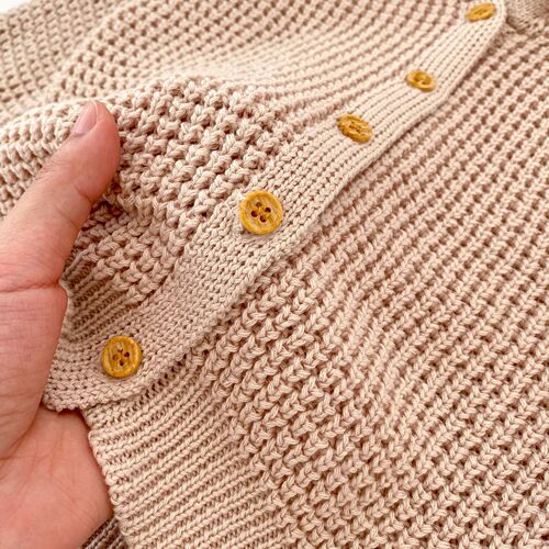 2024 Spring and Autumn Girls Baby Hooded Cardigan Set Solid Color Cotton Knitted Top Lace-up Bread Pants Two-piece Set