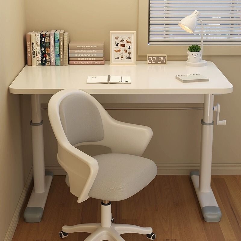 Solid wood desk for home office, adjustable height student study desk, small apartment bedroom desktop computer table Solid wood desk for home office, adjustable height student study desk, small apartment bedroom desktop computer table
