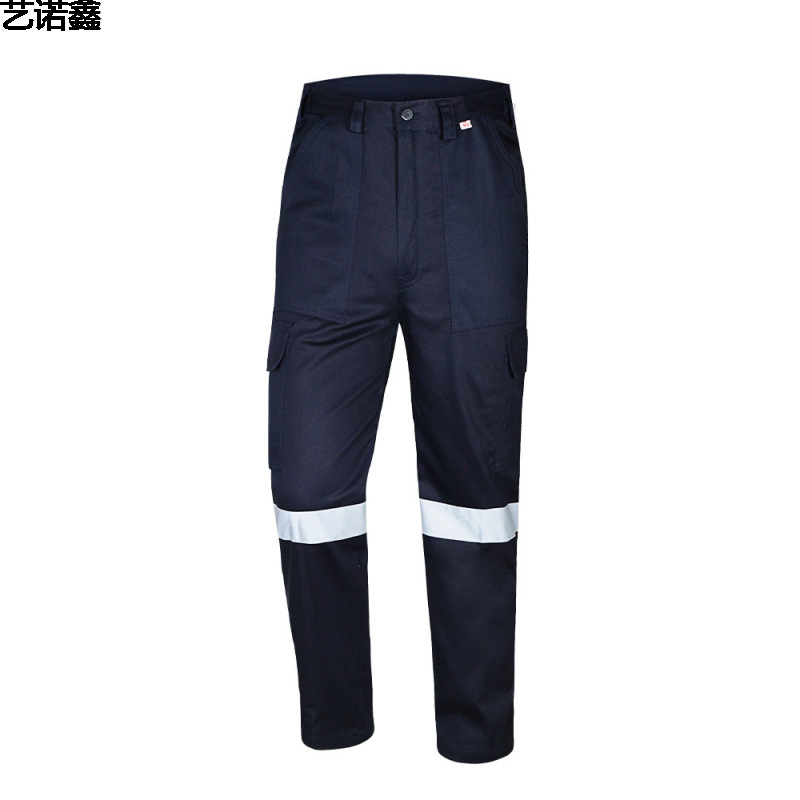 纯棉春秋工装裤子男建筑工地宽松劳保裤反光条全棉工作服下装耐磨
