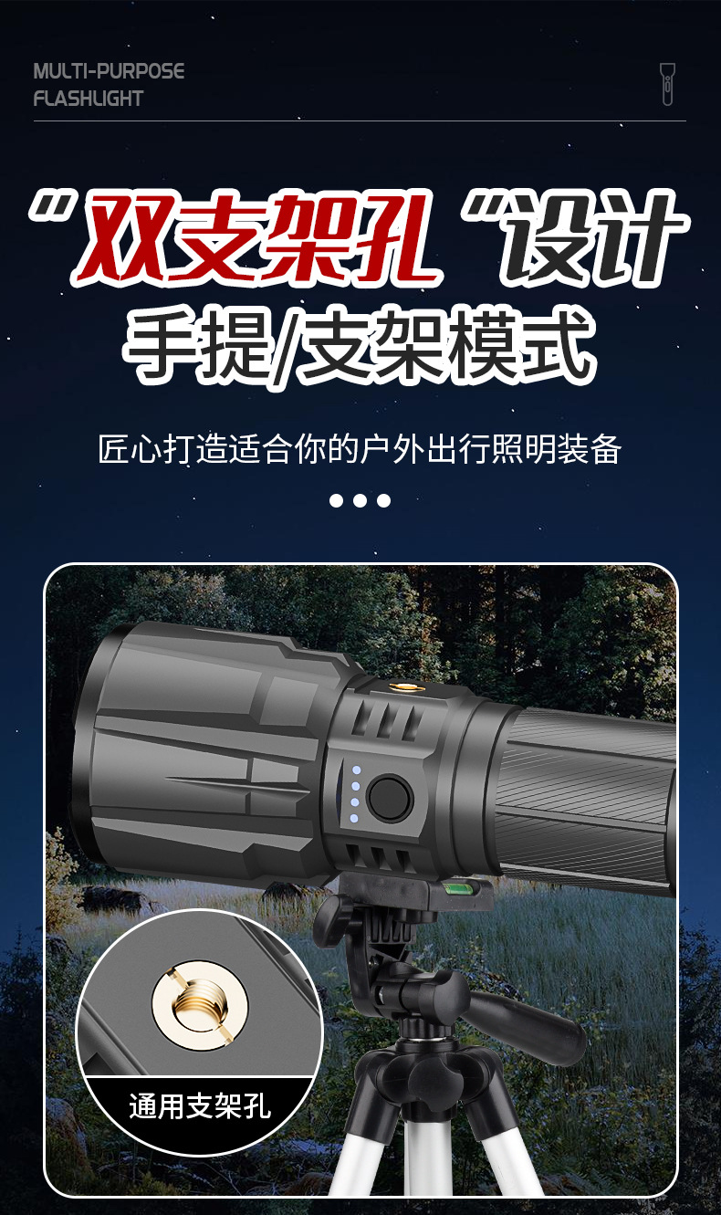 Outdoor fishing and scorpion hunting portable handheld lamp, ultra-bright long-life zoomable UV flashlight