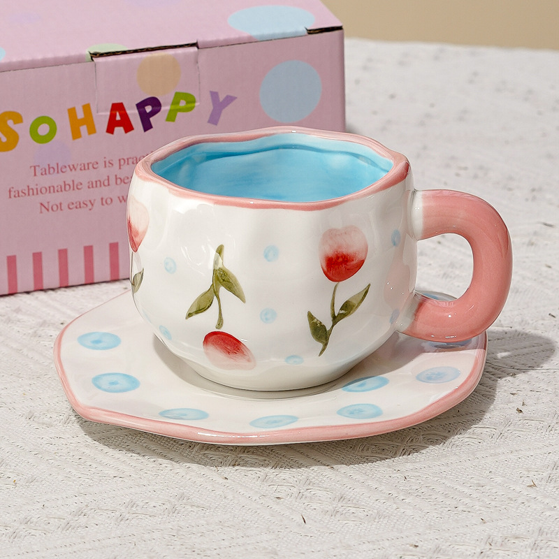 Taza de café de cerámica de alta calidad, taza de café de la tarde, esmalte de color, estilo chino, estilo retro coreano, hogar