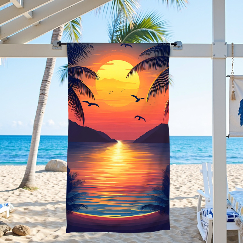 Summer Cross Border Microfiber Digital Printing Beach Towel Sunset Coconut Tree Absorbent Beach Bath Towel Sports Towel Summer Cross Border Microfiber Digital Printing Beach Towel Sunset Coconut Tree Absorbent Beach Bath Towel Sports Towel