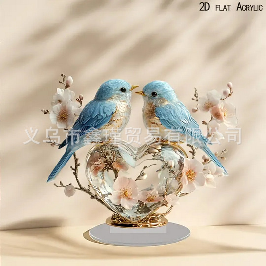 Nuevos productos transfronterizos creativos de marca pájaros decoraciones acrílicas navideñas decoraciones para el hogar