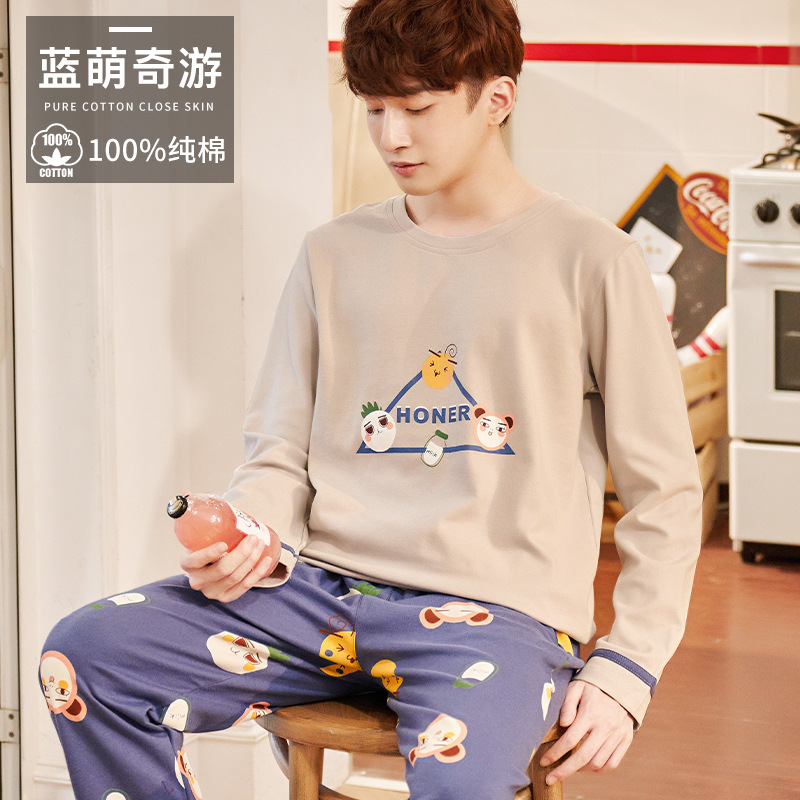 Pijamas de los hombres primavera y otoño más tamaño % algodón manga larga 2022 nuevo traje casual desgaste del hogar se puede usar fuera