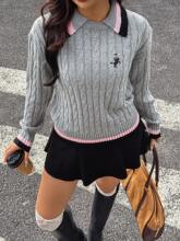 X 64919 Cable knit embroidered base shirt �黨��֯��������