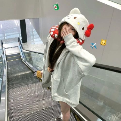 helloKitty猫u型枕少女心飞机旅行护枕睡连帽毛绒玩具凯蒂猫|undefined