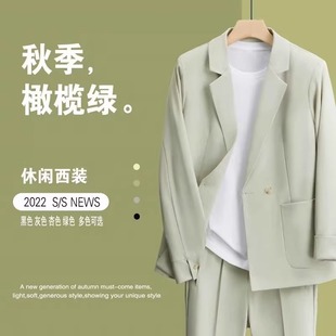 New Summer and Autumn Men's Korean Style Loose Suit Trendy Mature Versatile Solid Color Suit Men's Fashion