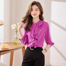 春秋新款白色衬衫女气质面试职场酒店前台接待职业休闲装女衬衣