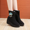 7728-C1 new ethnic wind embroidery boots 6.5 cm high-heeled cloth boots autumn and winter ancient wind cotton boots