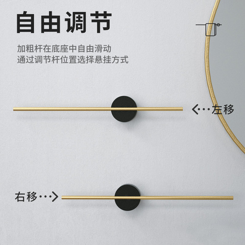 Light luxury aluminum towel rack, adjustable golden punch-free single pole wall-mounted towel rack, Nordic minimalist bathroom towel rack