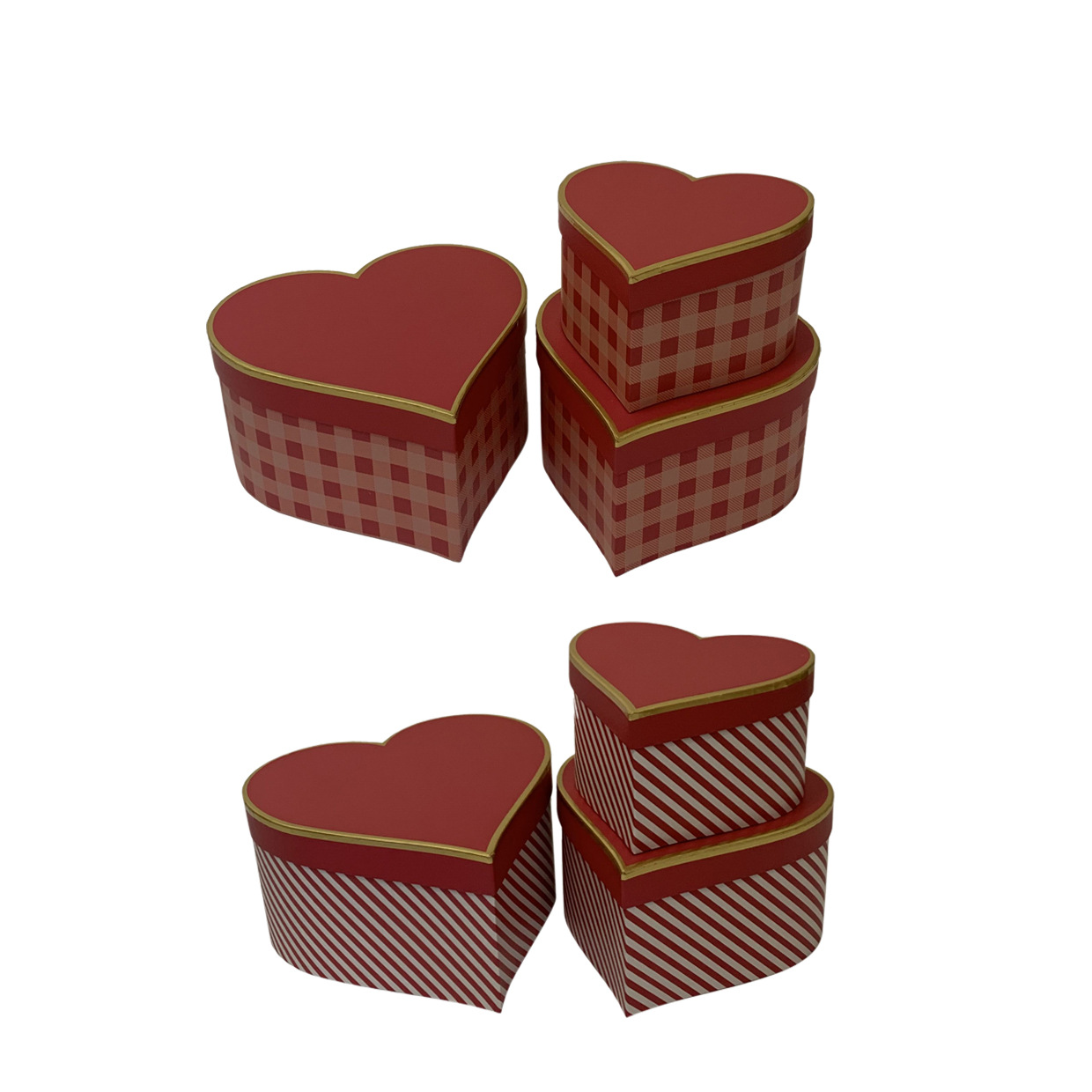 合心意复古格纹心形三件套鲜花盒香皂花永生花束包装礼品礼物盒