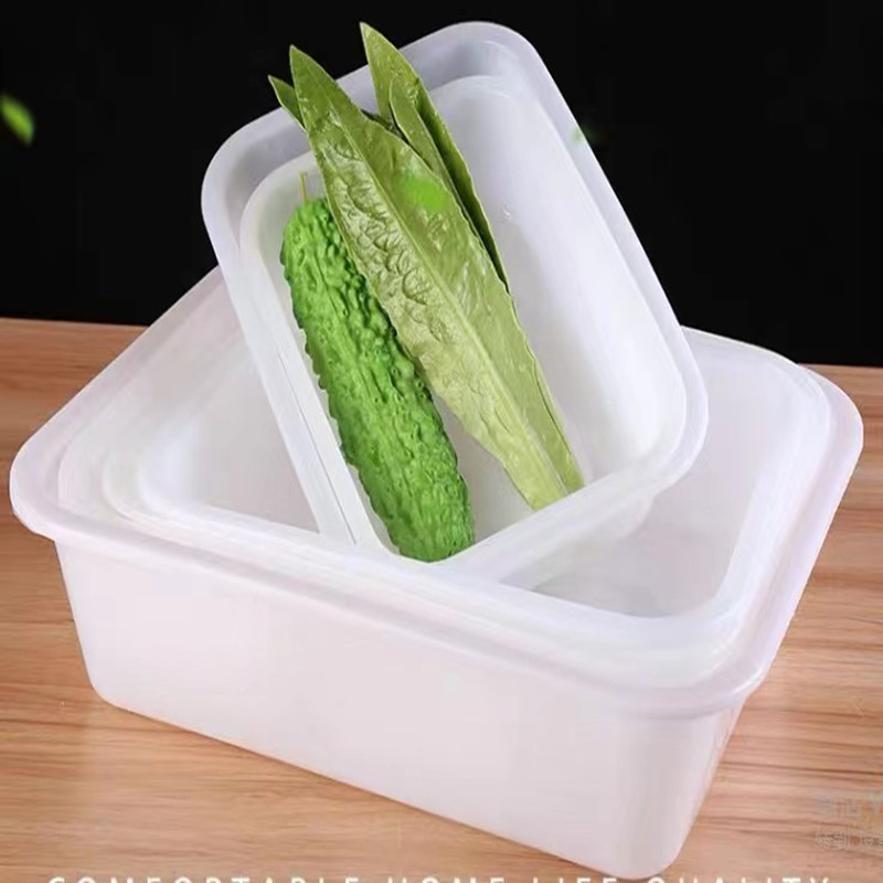 in stock Hotel Plastic Ice Basin Cold Vegetable Basin White Food Basin Square Basin Square Plate Parts Box Storage Box Thickened Frozen