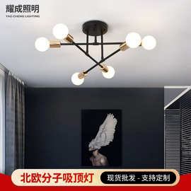 亚马逊跨境货源现代简约卧室客厅6头吸顶灯工业风铁艺蜘蛛灯批发