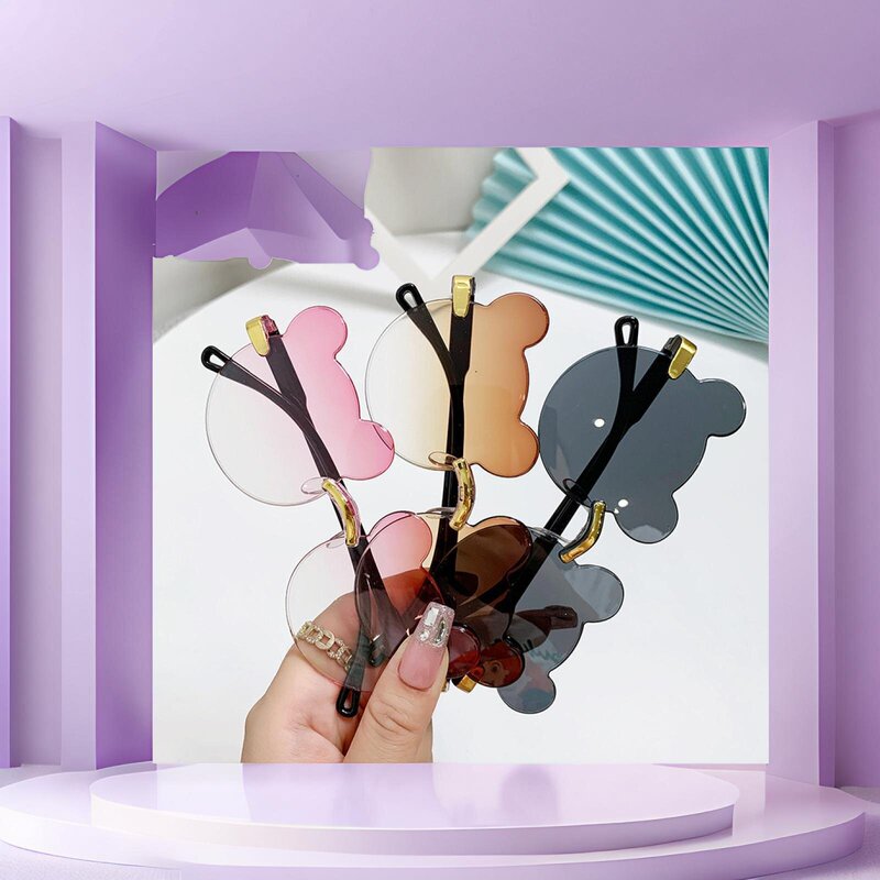 New fashion children's sunglasses fashion cute bear ears round frame glasses transparent cartoon children's glasses New fashion children's sunglasses fashion cute bear ears round frame glasses transparent cartoon children's glasses