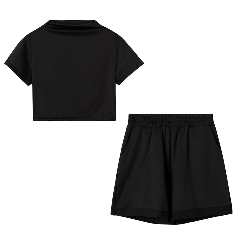 2021 Summer 5 Colors Solid Color Short-Sleeved T-shirt and Shorts Two-Piece Set Loose Leisure Suit in Short Sets