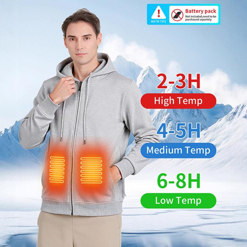 Cross-Border Smart Heating Casual Sports Sweatshirt Men's Winter Electric Heating Thermal Top Loose Cardigan Trendy Jacket