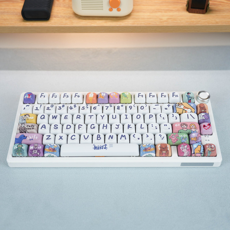 Moa Highly Spray Colorful Theme Complete Set of Keycaps Pbt Five-Sided Sublimation Universal Mechanical Keyboard Caps