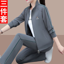 休闲运动服套装女2025春秋新款中年妈妈广场舞秋冬卫衣三件套跨境