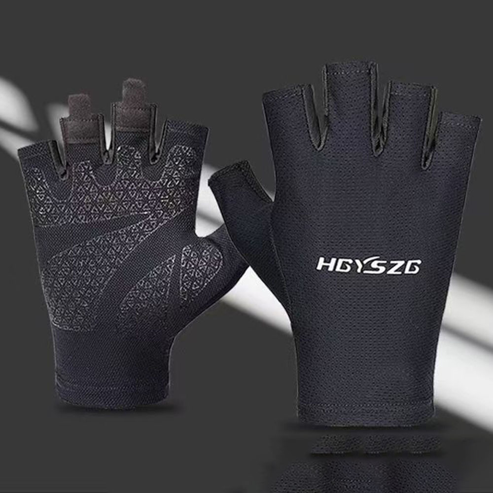 Protección solar medio dedo guantes hielo seda manicura hombres y mujeres delgada primavera y verano transpirable al aire libre equitación guantes de fuga de dedo