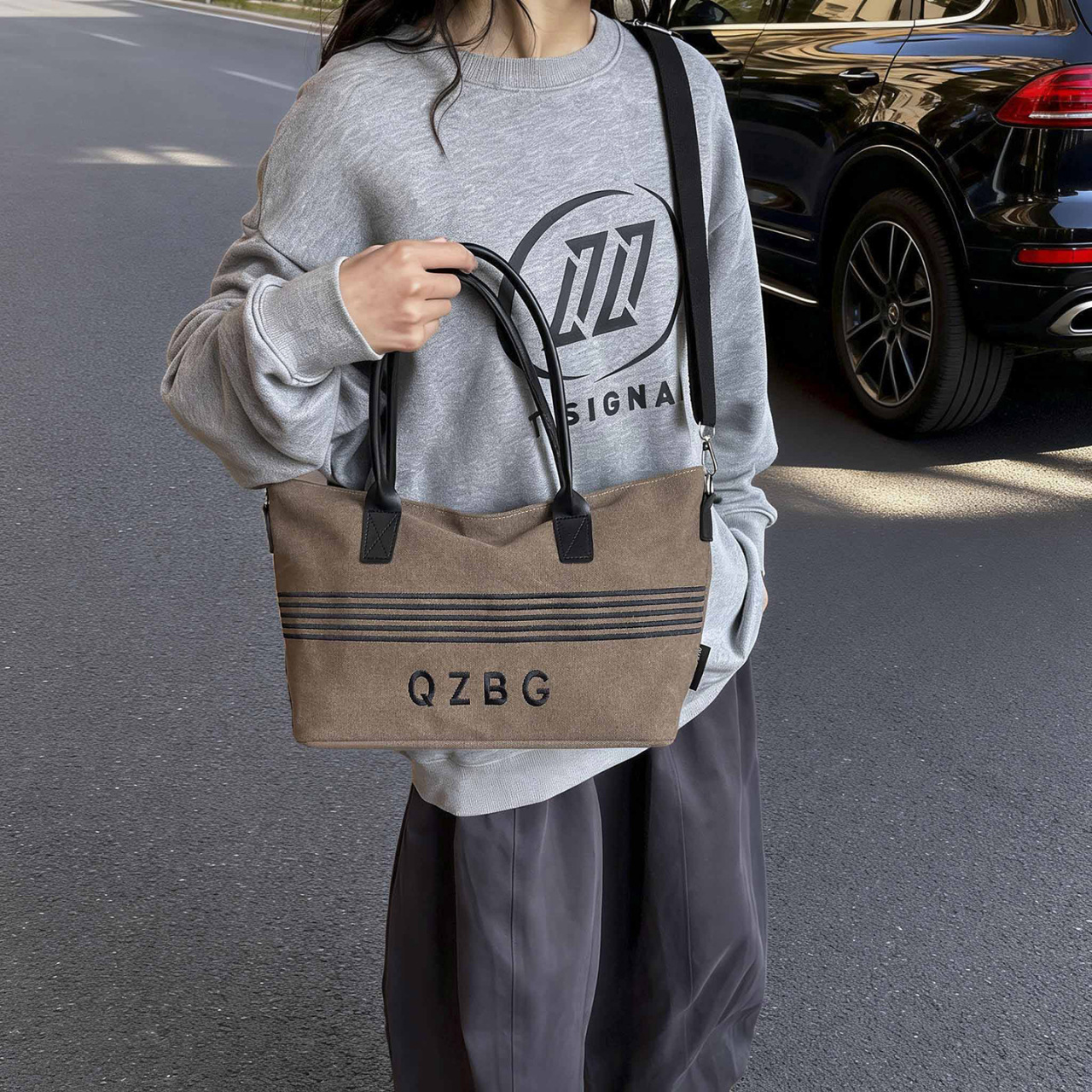 Retro Lazy Style Korean Aesthetic Tote Bag For Women, Lightweight Large Capacity Crossbody And Shoulder Bag For Commuting - Thumbnail 3